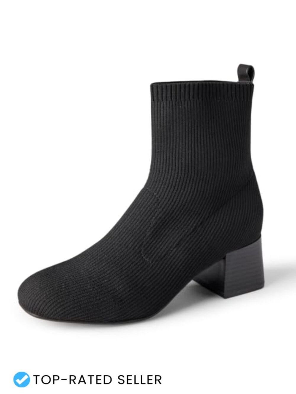 Women's Knit Stretch Block Heel Ankle Boots Comfort Slip-On Booties